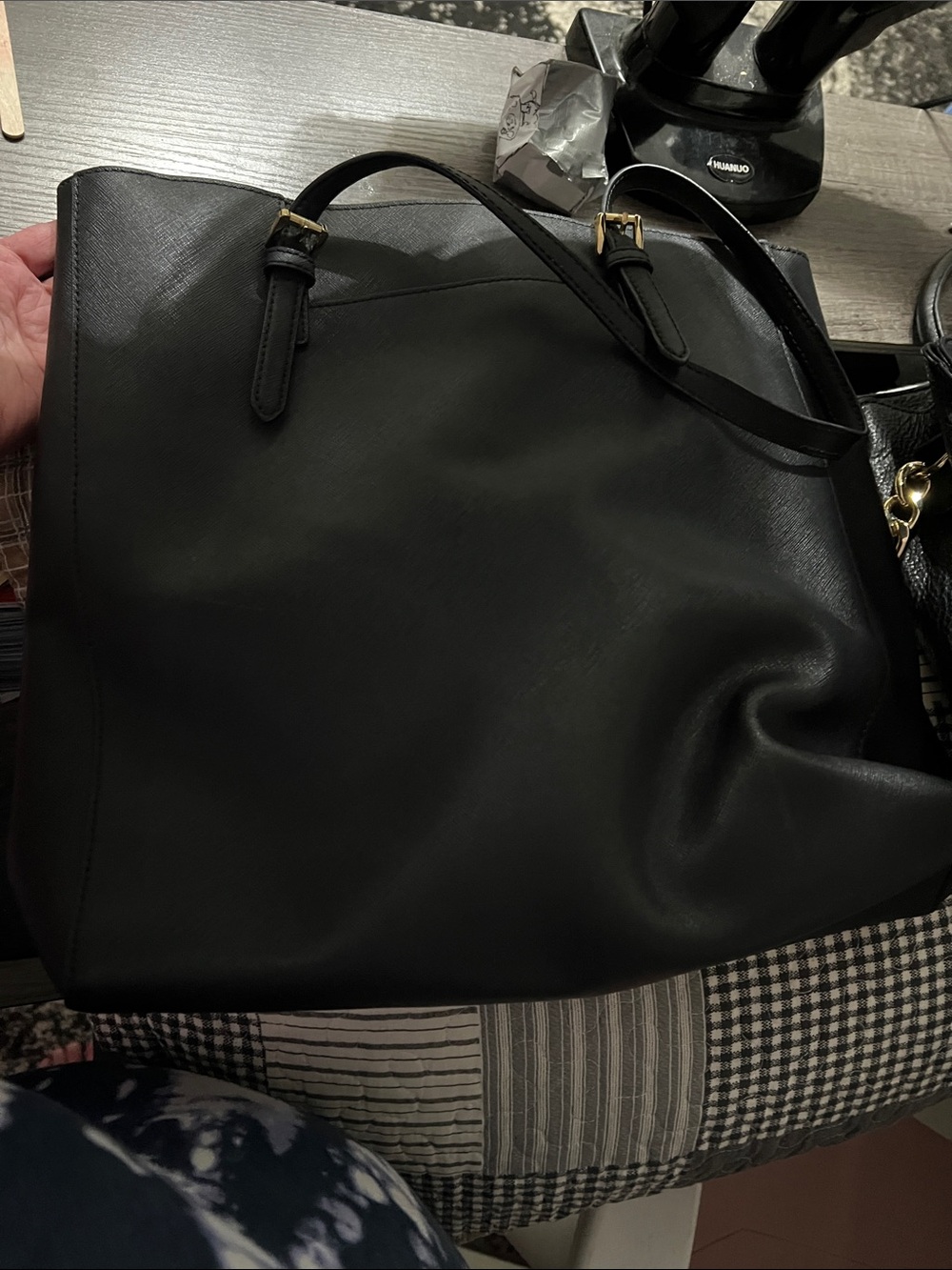 Mk black pebbled leather